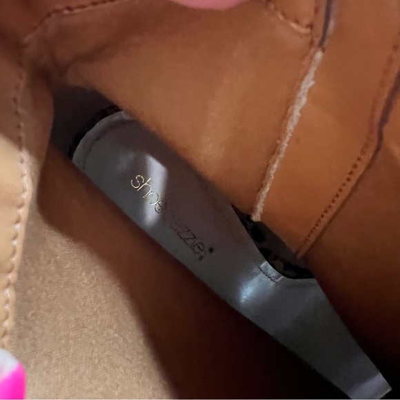 Shoe Dazzle Kimara Bootie Leopard Print Open Toe Platform Heeled Ankle Boots 10 - Picture 6 of 10